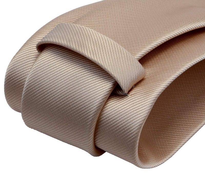 GUSLESON Brand Men's Solid Silk Champagne Ties Adult Neckties and Pocket Square Cufflinks Sets (0789-10) - Image 4